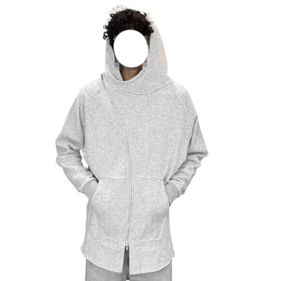 NWT JLUX LABEL MENS ASYMMETRIC GRAY ZIP-UP HOODIE SWEATSHIRT JACKET - Picture 5 of 10